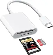 1Pcs Dual Slot SD Card Reader, USB C SD CardReader, Camera Card Viewer Reader SD Card Reader Adapter, Photography Memory Card Reader, Supports SD and TF Card, for MAC, Plug and Play