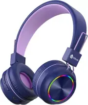 DARK PURPLE BTH03 Kids Bluetooth Headphones Safe Volume, Colorful LED LIGHTS