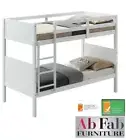 BUNK_BED - WELLING BUNK BED SINGLE HARDWOOD TIMBER IN WHITE - 93cm HEAD ROOM