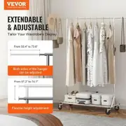 Clothes Rack with Wheels Heavy Duty Clothing Garment Rack Commercial Clothing Rack for Hanging Clothes with Bottom Storage Area 204 kg Load Capacity