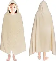 ORIGINAL KIDS Hooded Bath Towel Wrap - 100% Super Zero Twist Cotton - Large Oversized Hooded Kids Towel - Toddler Shower Pool Beach Towel - Super Soft Absorbent Quick Dry - 30 x 52 inches - Vanilla