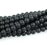 Dakota Stones Matte Onyx 4mm Round Gemstones. 8" Strand. MOX4RD-8