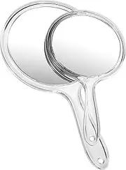 OMIRO Hand Mirror, Double-Sided Handheld Mirror 1X/3X Magnifying Mirror with Handle, Set of 2 (Clear)
