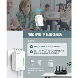 TP-Link TL-WPA4220 KIT 300Mbps AV600 Wi-Fi電力線網路橋接器 電動車可用 雙包組