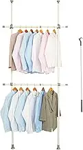 Adjustable Double Rod Clothing Rack, 2 Tier, Heavy Duty Garment Hanger for Hanging Clothes, White, Freestanding Closet Rack, 220Lbs Capacity