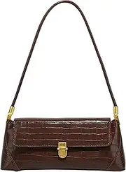 [Farcauo] Shoulder Purse for Women Black Pu Leather Shoulder Handbag Retro Crossbody Bags With 2 Removable Straps
