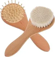 SWOOMEY 2pcs Bathing Hair Brush Hair Brush Comb Nail Wipes Scalp Stuff Hair Shampoo Scrubber Hair Comb Face Babies Hairbrush Newborn Body Clipper Nasal Sponges Wooden