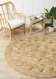 Rug Culture Natural Hand Braided Jute Coastal Flatwoven Round Rug