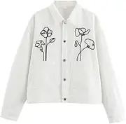 [PTBNRDC] Womens Cropped Jacket Lightweight Long Sleeve Button Down Fall Coat