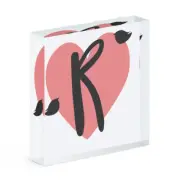 Letter R Heart Alphabet Acrylic Photo Block Frame Valentines Day Love