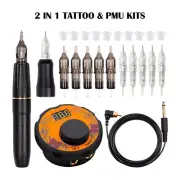 BMX Permanent Makeup Tattoo Machine Double Head Microblading Pen Tattoo Gun Set