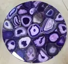 Round Resin Corner Table Top with Royal Purple Agate Coffee Table for Hallway