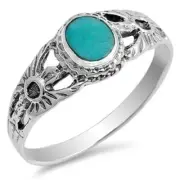 Ring Genuine Sterling Silver 925 Turquoise Jewelry Gift Face Height 8 mm Size 10