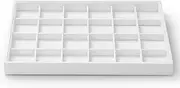 Oirlv High-quality white leather, stackable jewellery tray, 24 grids, jewellery drawer, organiser, trays, rings, earrings