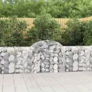 Garden Gabion Wall Basket Garden Landscape Arched Fence Galvanised Iron Silver