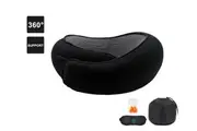 Travel Neck Pillow, Memory Foam Airplane U-Shaped Travel Pillow, 360 Degree Comfort and Breathability-Black
