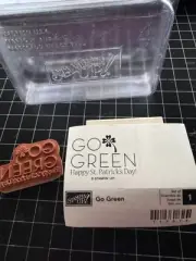 Stampin Up Go Green Happy St.Patrick's Day! Wood Stamp - RARE And New!