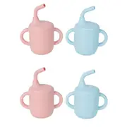 4x Cuddle Bug Baby/Toddler Silicone Training Sippy Cup 180ml w/ Straw Pink/Blue