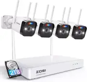 ZOSI 3MP Wireless Audio Security IP Camera System 8CH 2K 2TB NVR Night Vison