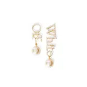[Off-white] Off-white Logo Earrings ONE SIZE GOLD/WHITE