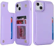Cavor for iPhone 14 Plus Case Vertical Flip Cover for iPhone14 Plus Wallet Cases PU Leather Kickstand with Card Slots Holder Magnetic Clasp Protective Phone Cover for Women Girl Men-Purple