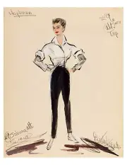 AUDREY HEPBURN COSTUME SKETCH #4 BY EDITH HEAD - VINTAGE REPRINT