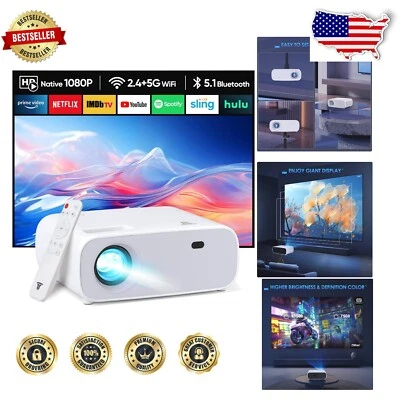 Native 1080P Mini Projector with WiFi & Bluetooth for Ultimate Entertainment