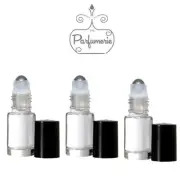 5ml Clear Glass Roll-on Perfume Bottles 1/6 oz STEEL Roller ball Empty 6 pack