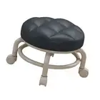 Low Roller Stools With Universal Wheel 360 Degrees Swivel PU Leather Round Ro