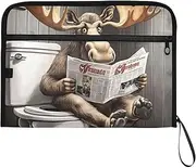 YMXFXP Toilet Moose Funny Expandable Filing Folder, 13-Pocket Funny Cute Design with Sticky Labels, A4 Letter Size Document Organizer for Office, School, Boys, Girls