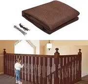 3 Metre Stairs Protective Net, Stair Railing Safety Net, Stairs Railing Fence Mesh, Safety Net for Children, Protective Net Stairs, Baby Balcony Net (Brown)