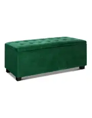 [Artiss] Velvet Storage Ottoman Blanket Box 98cm in Green