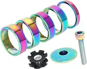 rockible 5X Bicycle Front Stem Washers Bicycle Headset Spacers 1 1/8-inch Bolt Replacement 5mm 10mm Gasket Bike Headset Washers
