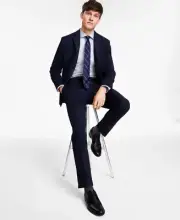 Kenneth Cole Reaction Men’s Slim-Fit Ready Flex Stretch Suits, Navy, 38S