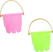 KICHOUSE 2pcs Mini Beach Bucket for Creative Sand Play Plastic Sand Buckets for Outdoor Fun for Beach Sandbox and Park Activities Random Color
