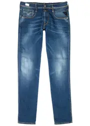 Replay Anbass Hyperflex Re-Used Blue Slim-leg Jeans - Mid Blu - W33/L32 W33/L32