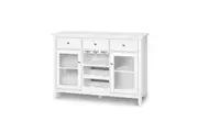 Buffet Sideboard Glass Doors Storage Cabinet 3 Drawer Open Shelves Wine Rack