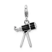 Sterling Silver Amore La Vita Rhodium-Plated Polished 3-D Enameled Crystal From Swarovski Telescope Charm With Fancy Lobster Clasp