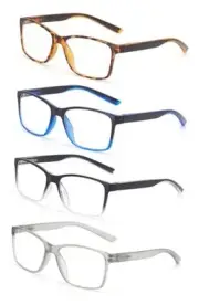 4-Pack Blue Light Blocking Reading Glasses for Men, Set1, 4 Mix Colors 1.75 x
