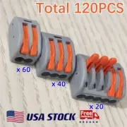120PCS Conductor Terminals Block 2,3,5 Lever Splicing Compact Wire Connector Kit