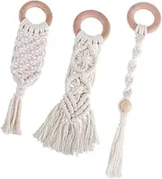 ERINGOGO 3 Pcs Teething Stick Teeth Grinding Stick Cotton Rope Teeth Stick Grinding Rod Cotton Rope Molar Rod White Beech