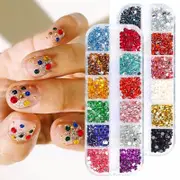 Multicolour Round Nail Rhinestones Trays