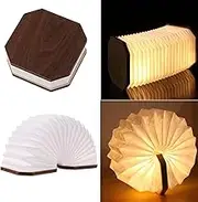 Wooden Under-Cabinet Light,Novelty Folding Organ Light,Portable Paper Mood Light with USB Rechargeable Night Light,Wooden Table Lamp Magnetic Design- Creative Gift Home & Office Decor (Black Walnut)