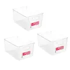 3 x Large Clear Plastic Storage Container Kitchen Food Fridge Pantry Organiser
