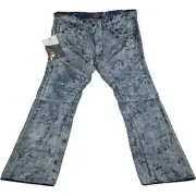 NWT PRPS Indigo Blue E75P59X Barracuda Distressed Zip Jeans Mens Size 42X35