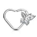 Piercing Ear Cartilage Daith Ring Heart Silver Butterfly