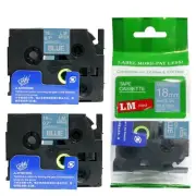 2/Pack 18mm White on Blue Tape for P-touch Model PT300, PT-300 Label Maker