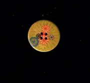 Flowers Painted Button 30mm (per 4 buttons)