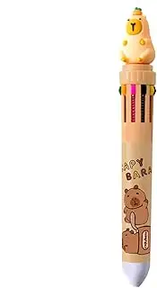 Capybara Retractable Pen - Capybara Multicolor 10 in 1 Retractable Rollerball Pens for Writing, Drawing, Underlining, Color Coding, Daily Diary