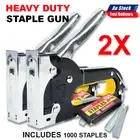2x Heavy Duty Staple Gun Stapler 1000 Staples Fastener ToolKit Tacker AU STOCK